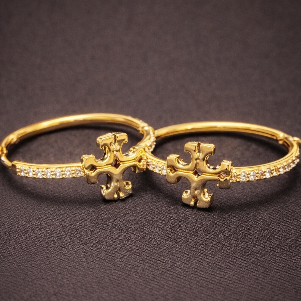 Luxury Gold TT Cross Hoop Earrings